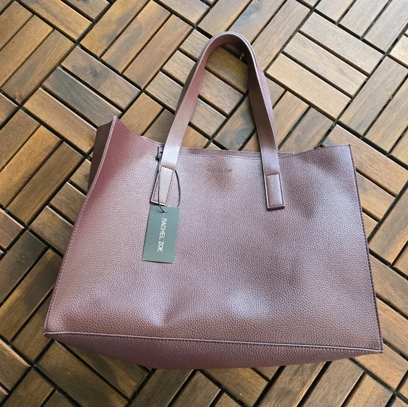 Rachel Zoe Burgundy Pebbled Leather Computer Tote – NWT - Picture 7 of 9